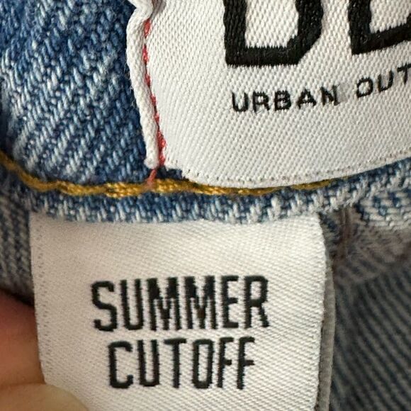 BDG shorts womens Sz 27 jeans summer cut out distress Blue Denim Ripped Western - Picture 5 of 12